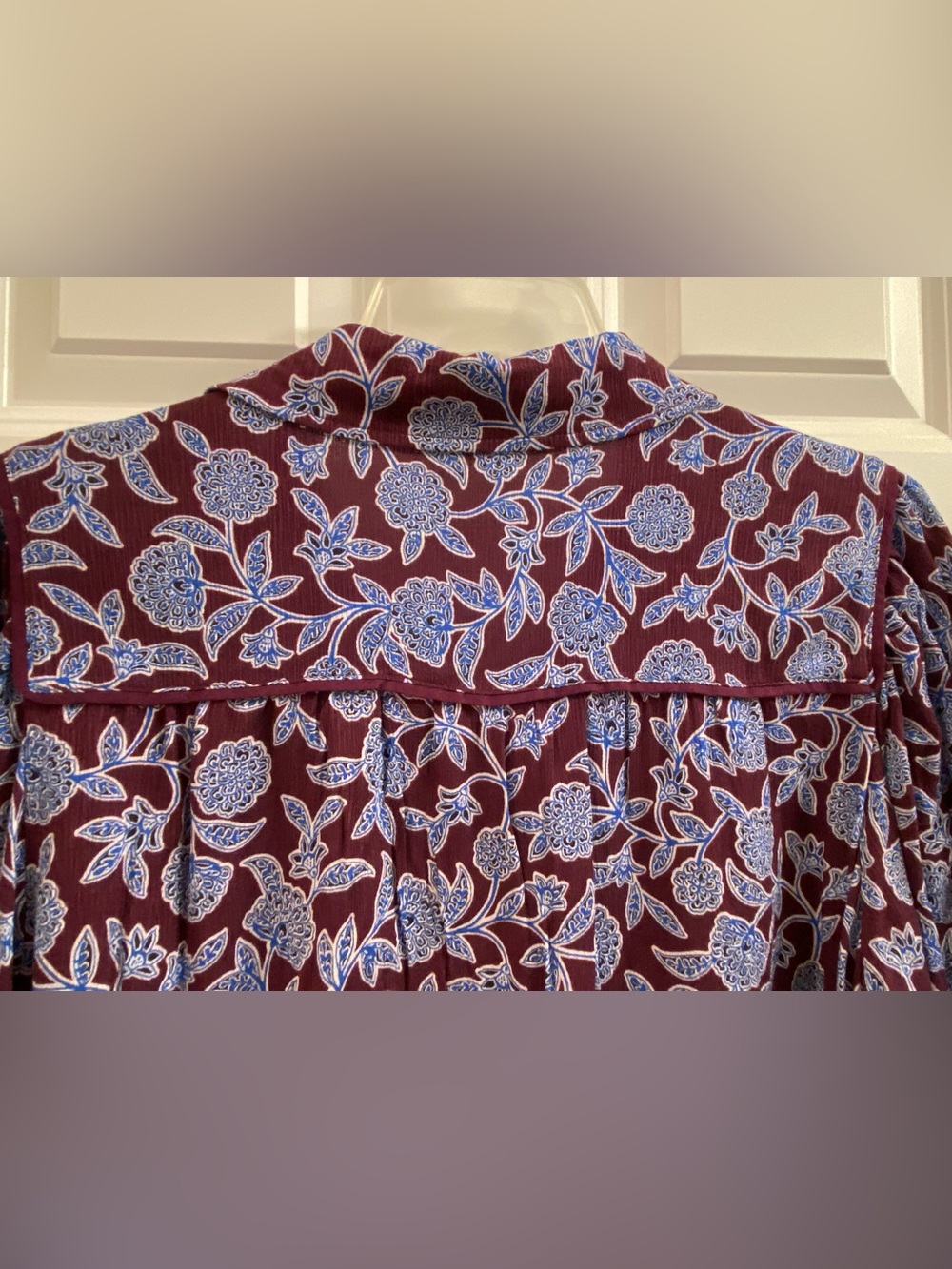 NWT Women's Democracy Medium Button Up Shirt Blouse Burgundy Blue 3/4 Sleeve Top - Picture 5 of 10